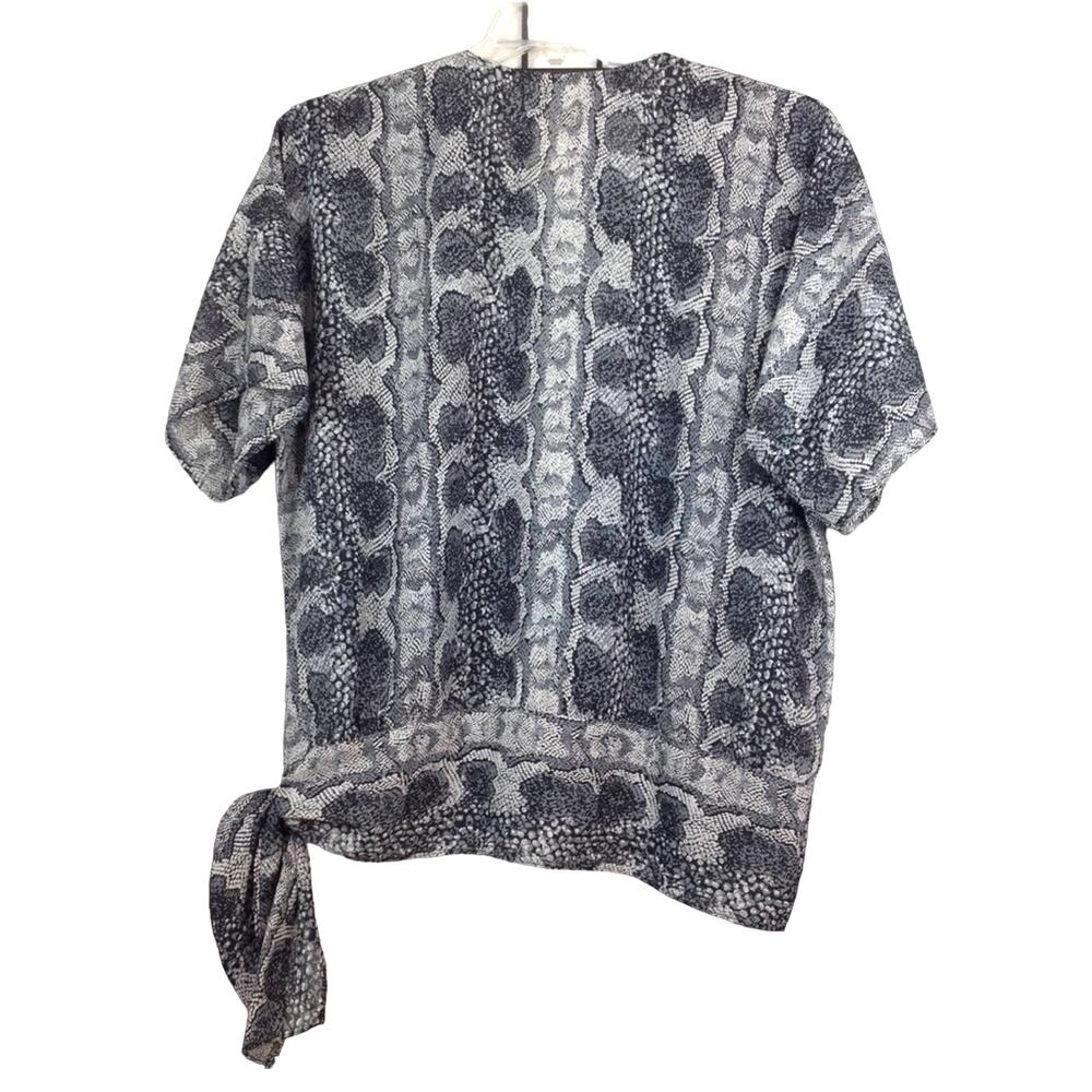 Vintage Teddi Of California Black Snakeskin Short Sleeve Blouse - Picture 2 of 8